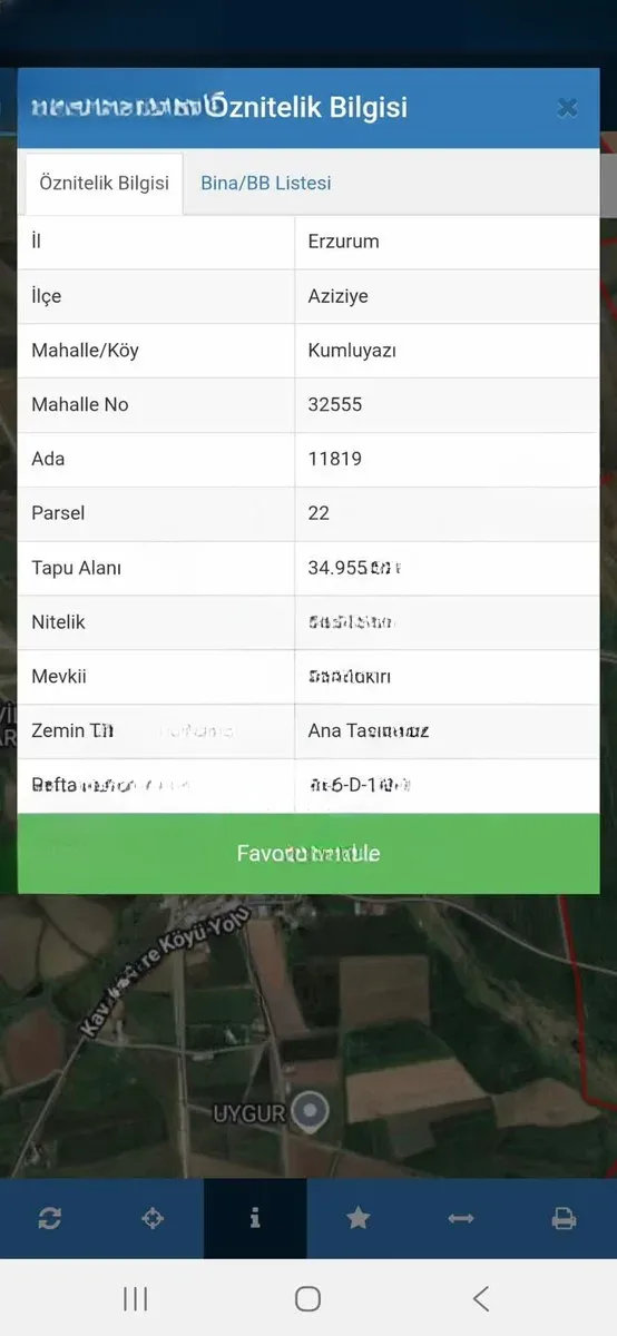 Aziziye Merkez'de Satılık Arsa