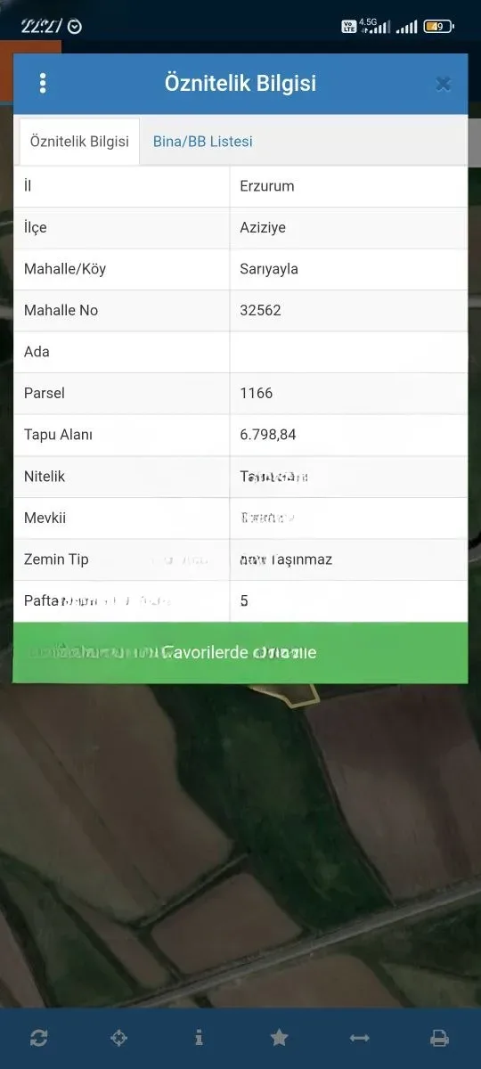Aziziye Merkez'de Satılık Arsa