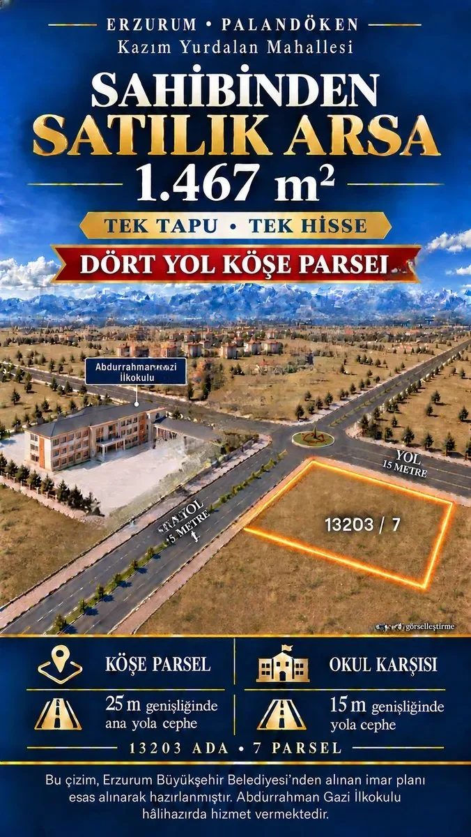 Palandöken Abdurrahman Gazi'de Satılık Arsa