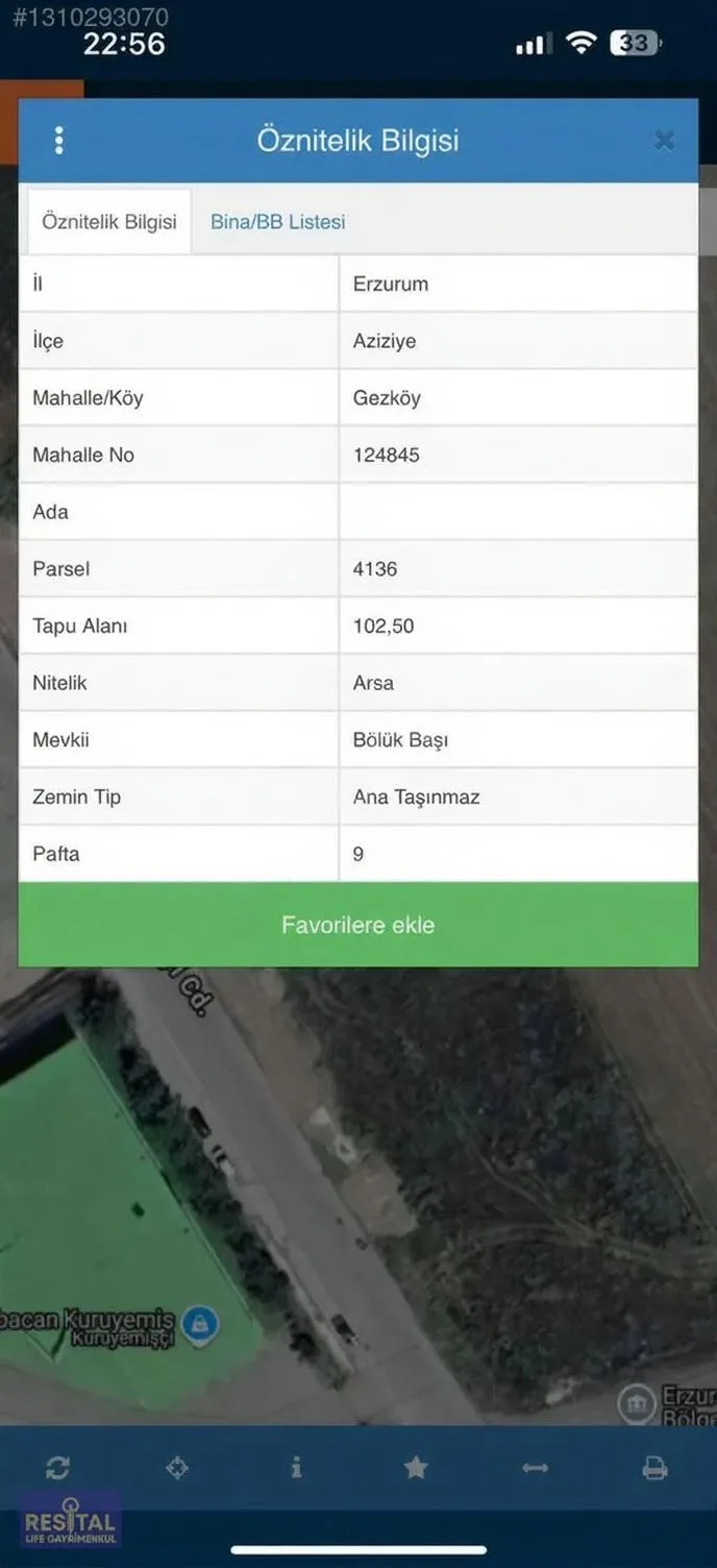 ERZURUM SATILIK ARSA | AZIZIYE 100M²